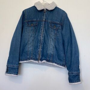 Steve & Barry’s Sherpa Trimmed quilted Denim relaxed fit  coat jacket